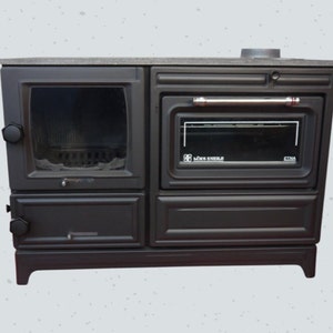Extra Large Enamel Coated Cast Iron Cook Stove with Oven