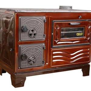 Enamel Cast Iron Wood Burning Cook Stove with Oven