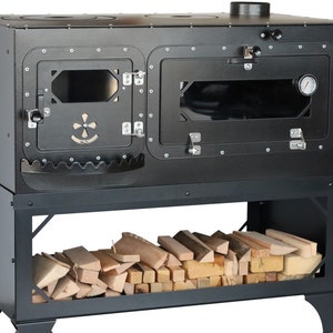 Portable Wheel Garden Stove: Wood Burning Cooker with Oven