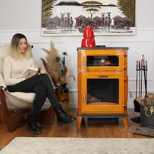 Enamel Coated 100 Percent Cast Iron Wood Burning Stove, Cooker Stove, Stove With Oven, Coal Stove