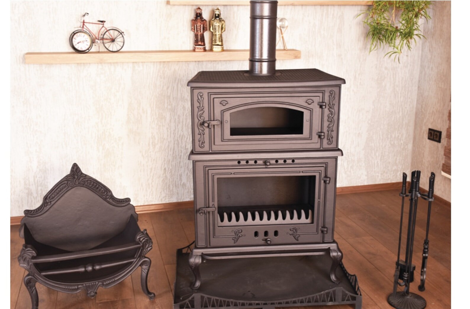 Cast Iron Fireplace Stove With Oven Stove Cast Iron Stove Etsy