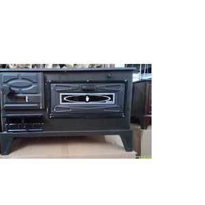Matte Black Enamel Wood Burning Cooker Stove: 40 CM Oven