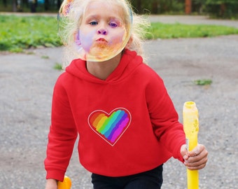 Kids Rainbow Heart Hoodie