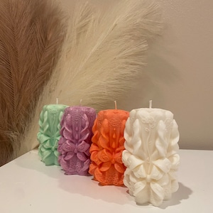 Carved Ribbon Pillar Candle