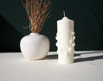 Candle, Floral Pillar Candle, Pillar Candle, Flower Candle, Home Decor Candle, 100% Soy Wax Candle