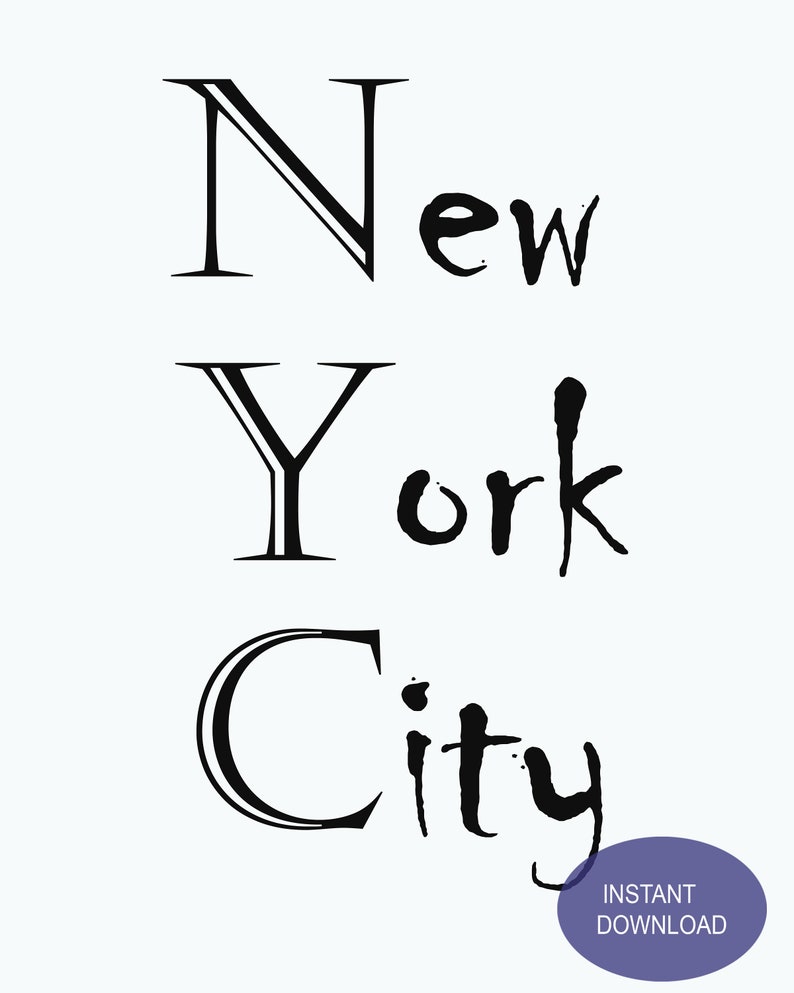 New York Art. New York City Printable. New York Wall Decor. Etsy