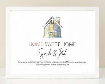 Personalizable money gift packaging - for moving in, housewarming, moving, housewarming