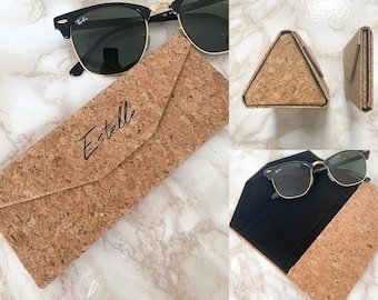Foldable glasses case made of cork - personalized with names / initials / individual lettering
