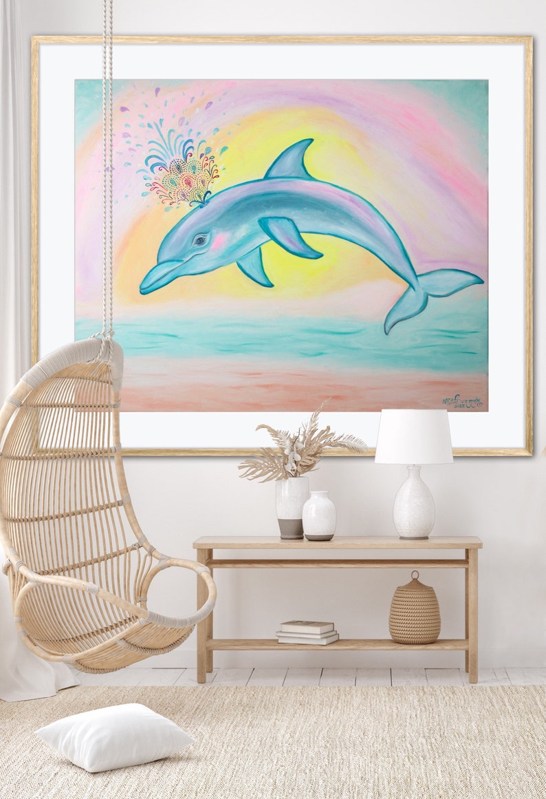 Dolphin Light Giclée Fine Art Print of Oil Painting Whimsical Nature ...