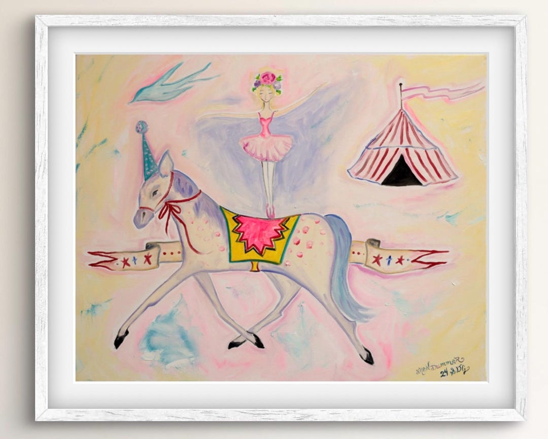 Circus Horse Giclée Fine Art Print of Oil Painting Whimsical Abstract ...