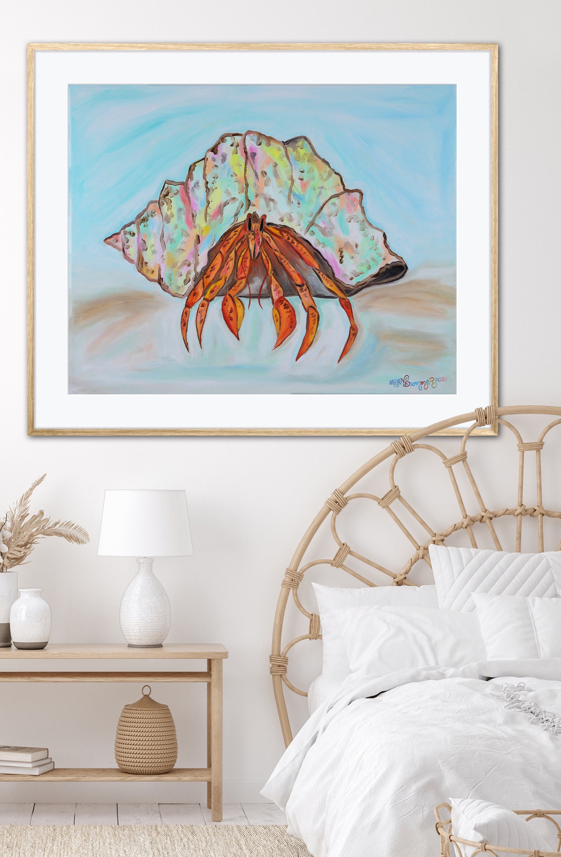 Hermit Crab Giclée Art Print of Original Oil Painting Colorful Shell ...