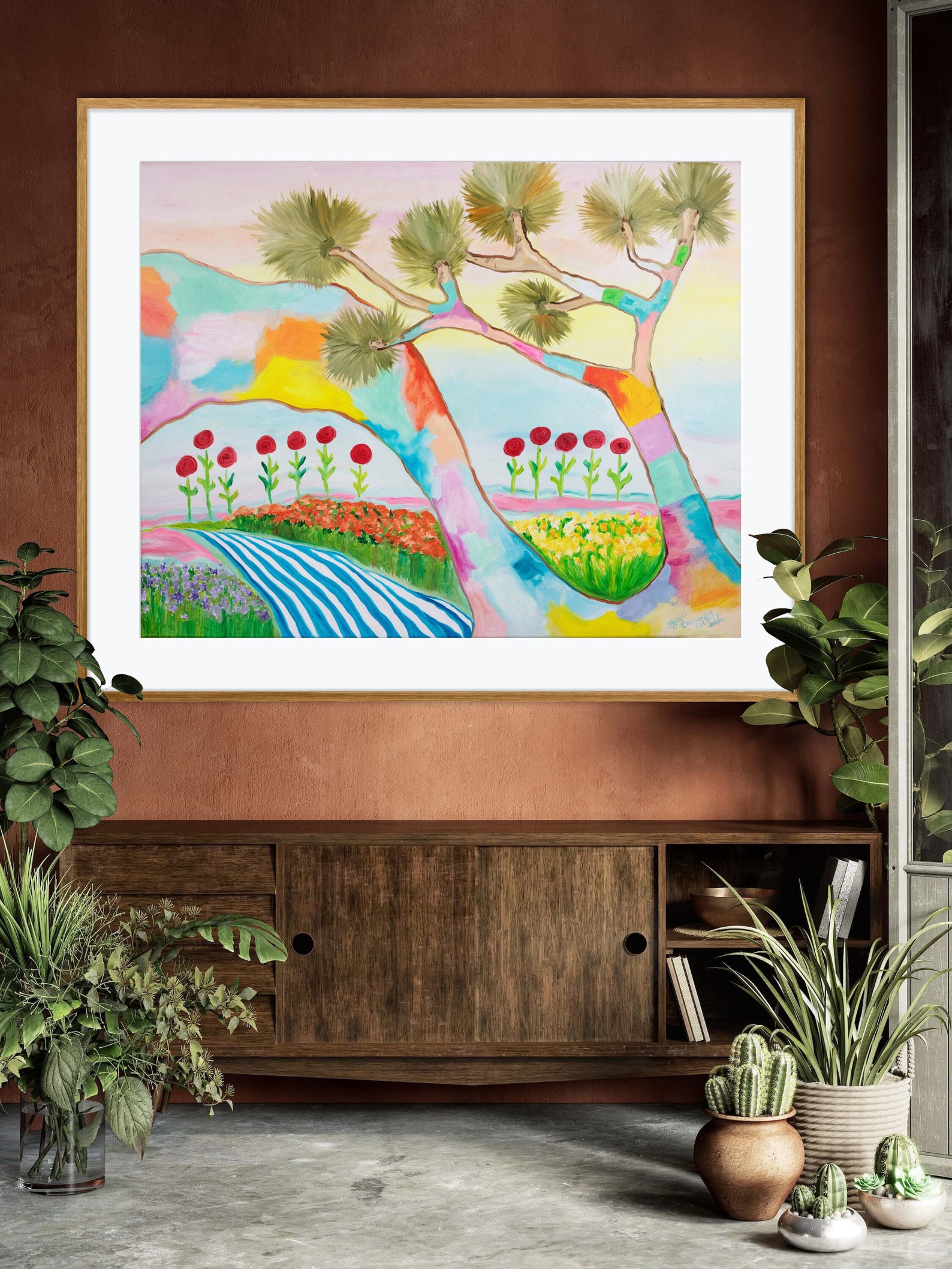 Abstract Joshua Tree Joshua Tree Giclée Fine Art Print of Original Oil Painting Vibrant ...