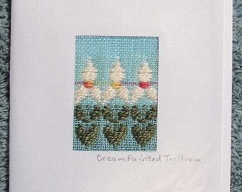 White Painted Trillium handwoven blank note card