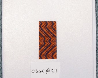 Orange/Navy Zigzags Handwoven Blank Greeting Card