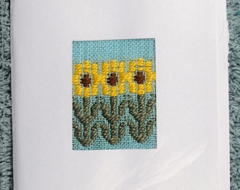 Sunflowers handwoven blank note card