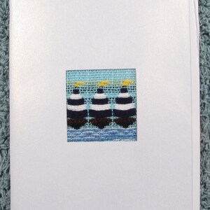 Blue Sailboats handwoven blank note card