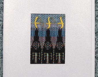 Churches at Twilight handwoven blank note card