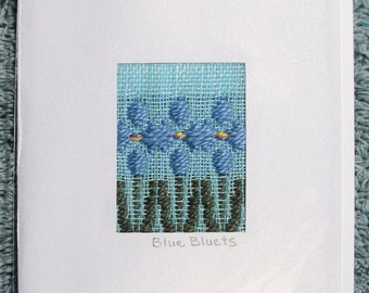 Blue Bluets handwoven blank note card