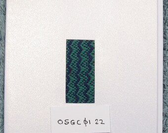 Green/Navy Zigzags Handwoven Blank Greeting Card