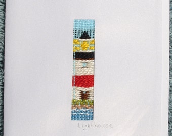 Lighthouse handwoven blank note card