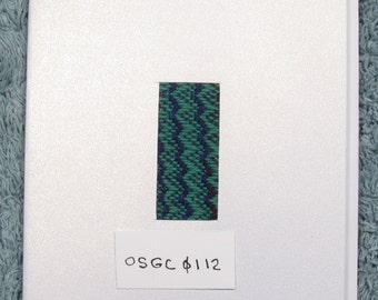 Green/Navy Zigzags Handwoven Blank Greeting Card