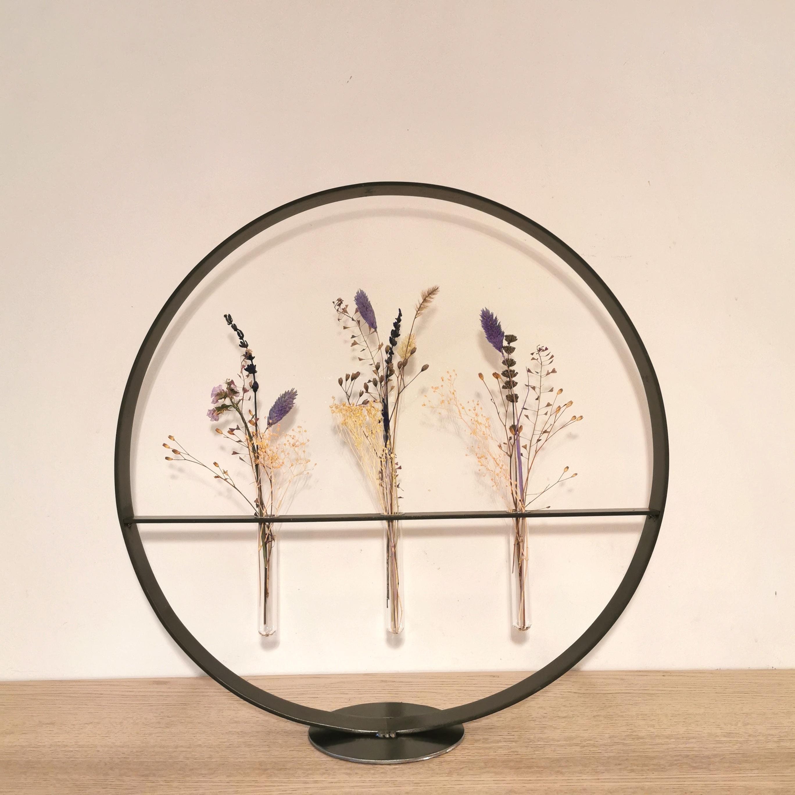 Soliflore Minimaliste Réalisé en Acier Brut et Composé de Tubes Verre