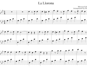 La Llorona - Beautiful Mexican Folk Song (Piano Sheet Music - Easy Arrangement) | Digital Download