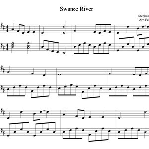 Swanee River (Piano Sheet Music) - Beautiful Easy Arrangement - Digital Download