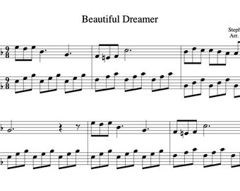 Beautiful Dreamer (Partitura para piano) – Stephen Foster / Hermoso solo de piano fácil / Descarga digital