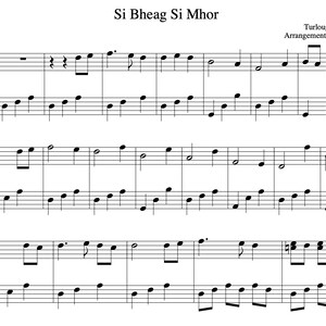 May include: Sheet music for the traditional Irish song "Si Bheag Si Mhor" by Turlough O'Carolan. The music is arranged by Felix Sun.