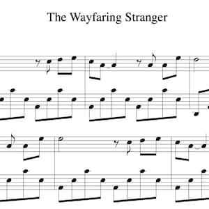 Może przedstawiać: Nuty do utworu "The Wayfaring Stranger", amerykańskiej piosenki ludowej w aranżacji Felixa Sun. Utwór jest zapisany w standardowej notacji z kluczem wiolinowym i metrum 4/4.