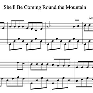 She&#39;ll Be Coming Round the Mountain (Klavier Noten) – Wunderschönes einfaches Klavier Solo | Digitaler Download