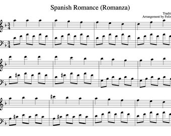 Romance Español / Hermosa Partitura de Piano Fácil para Principiantes - Descarga Digital