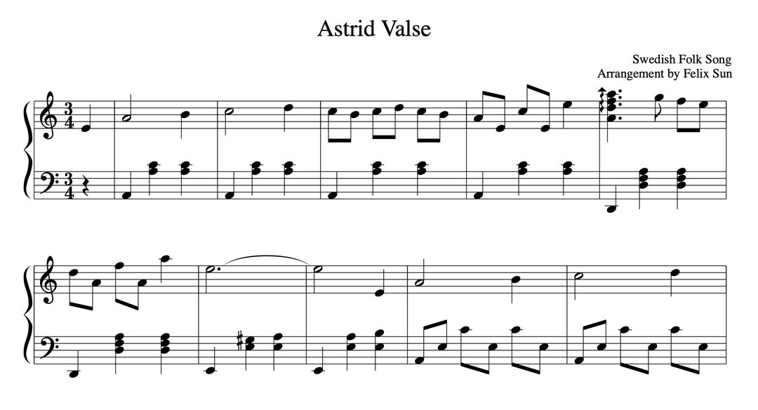 Astrid Valse | Piano Sheet Music - Beautiful Swedish Waltz
