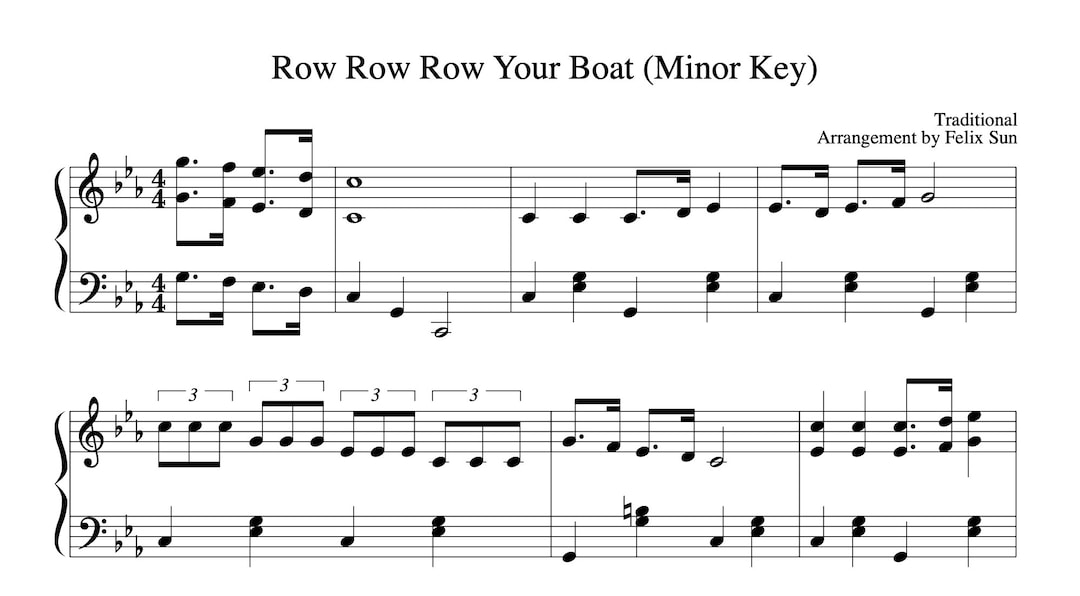 Row Row Row Your Boat (beautiful Minor Key Arrangement) - Piano