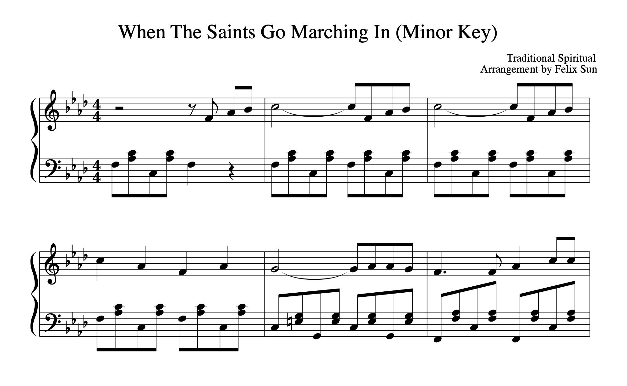 When The Saints Go Marching In (MINOR KEY Piano Solo) - Piano Sheet Music | Digital Download
