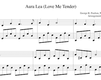 Aura Lea (Love Me Tender) - Lindo arranjo fácil para piano - Partitura para piano para iniciantes | Download digital