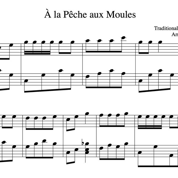 À la pêche aux moules - Piano Sheet Music - Traditional French Children's Song | Digital Download