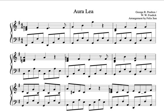 Love Me Tender aura Lea Beautiful Piano Sheet Music - Etsy Ireland