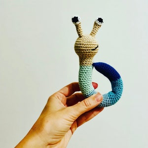 Crochet pattern snail Slaki grasping toy rattle