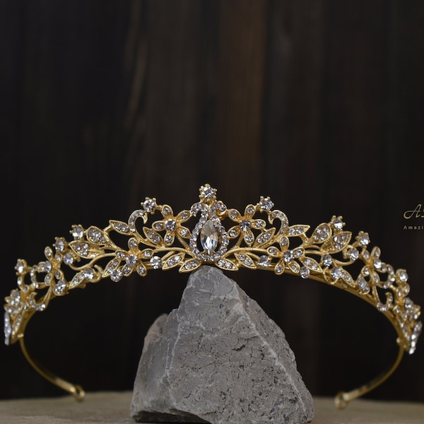 Wedding Tiara Crystals Silver Crown Bride Bridal Accessories Head Hair Rhinestone Diamond Gold Diadem