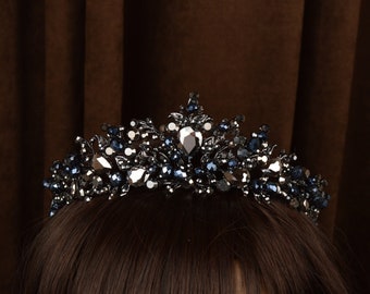 Wedding Tiara Crystals Crown Bride Bridal Accessories Head Hair Rhinestone Diamond Black Diadem