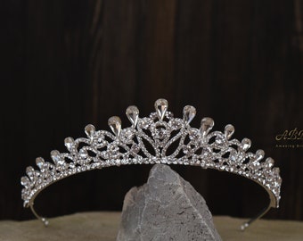 Hochzeit Tiara Kristalle Silber Krone Braut Braut Accessoires Kopf Haar Strass Diamant Diadem