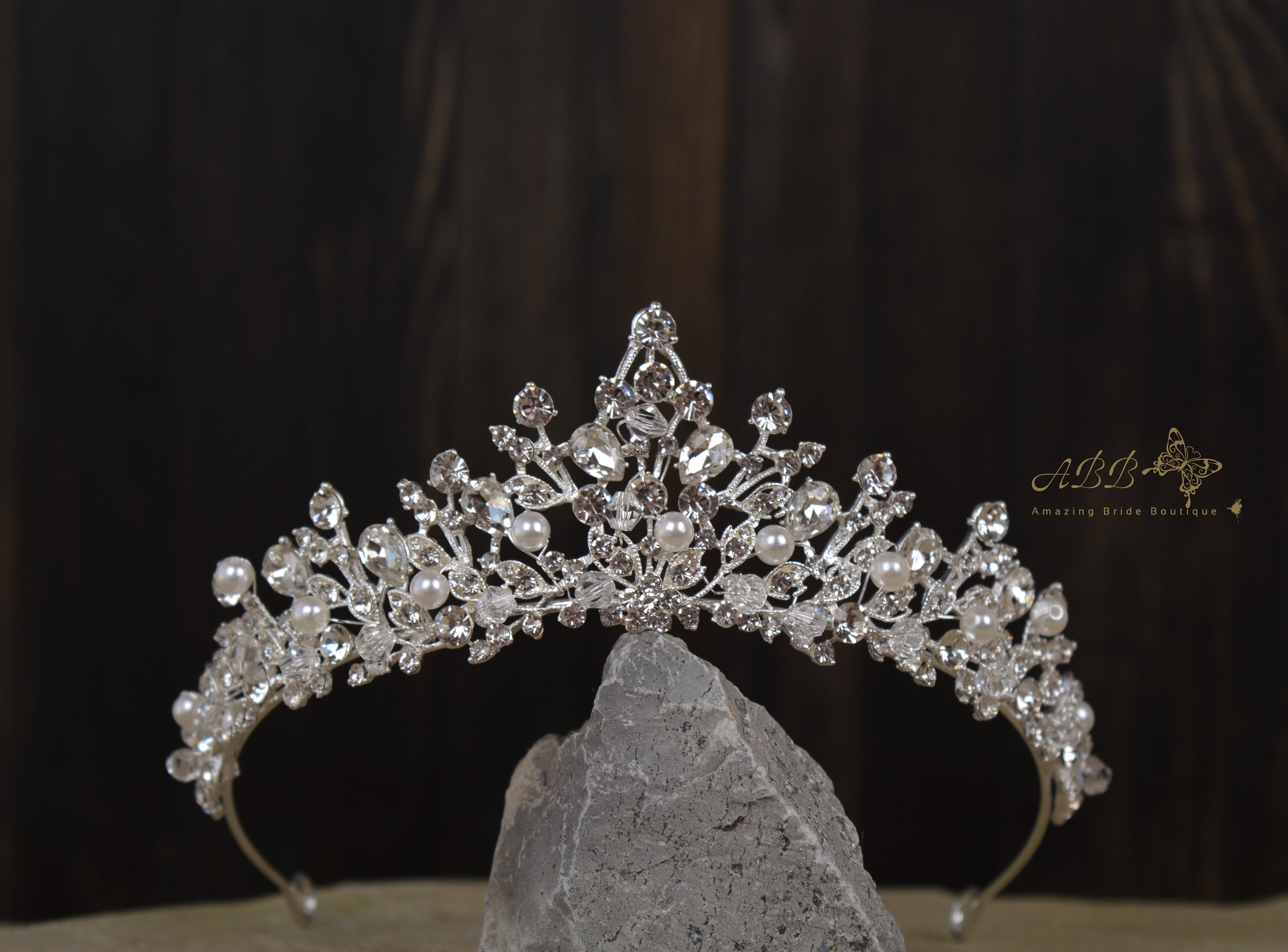 Wedding Tiara Crystals Silver Crown Bride Bridal Accessories Head Hair Rhinestone Diamond Diadem