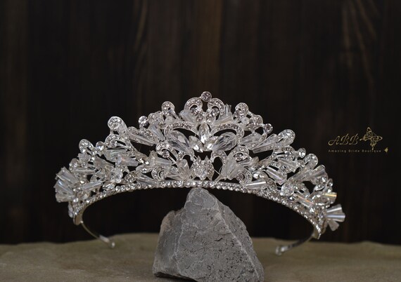 Wedding Tiara Crystals Silver Crown Bride Bridal Accessories 