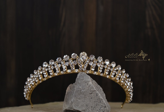 Diamond rhinestone gold  wedding bridal crown s-l400.jpg main image 2