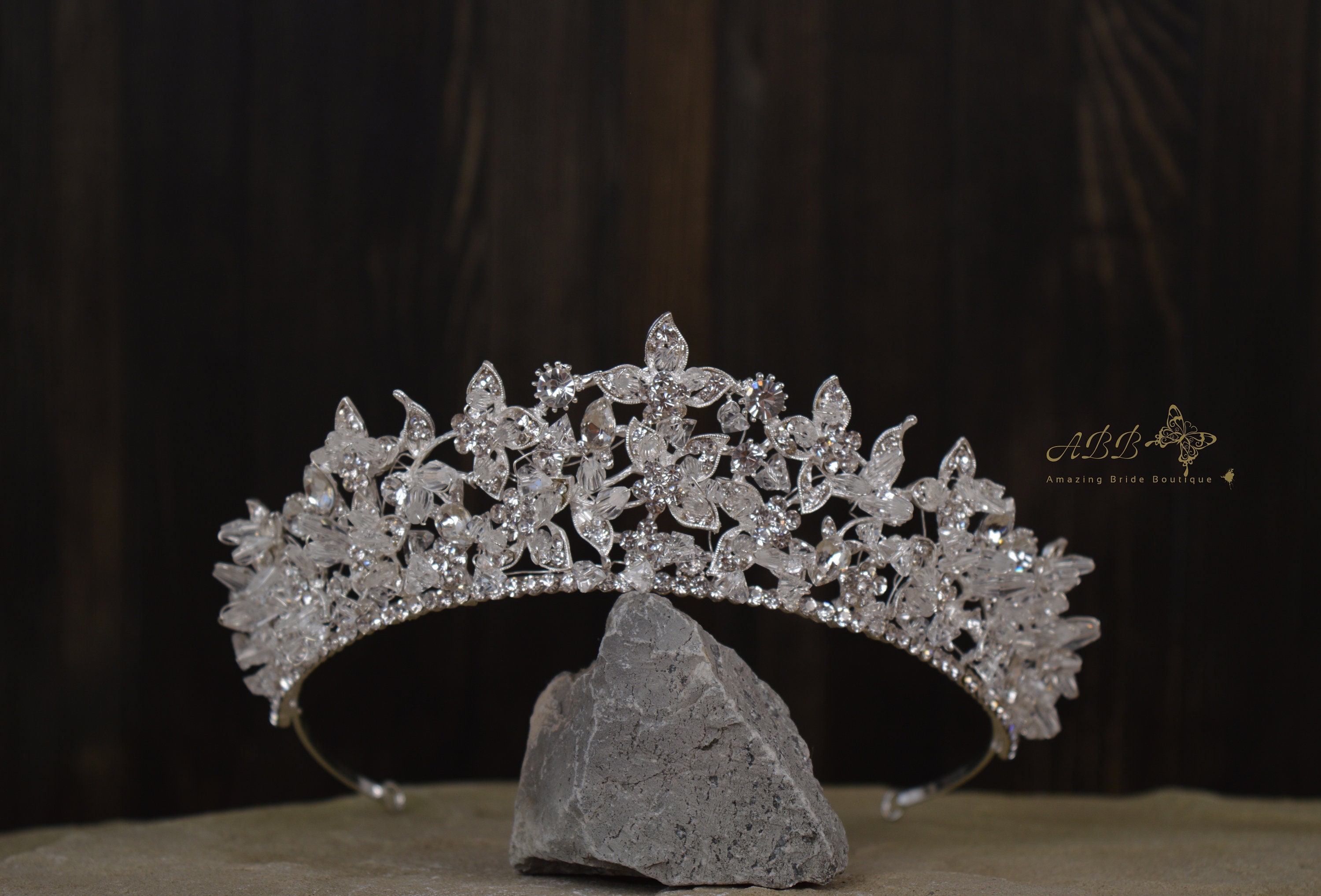 Wedding Tiara Crystals Silver Crown Bride Bridal Accessories Head Hair Rhinestone Diamond Diadem