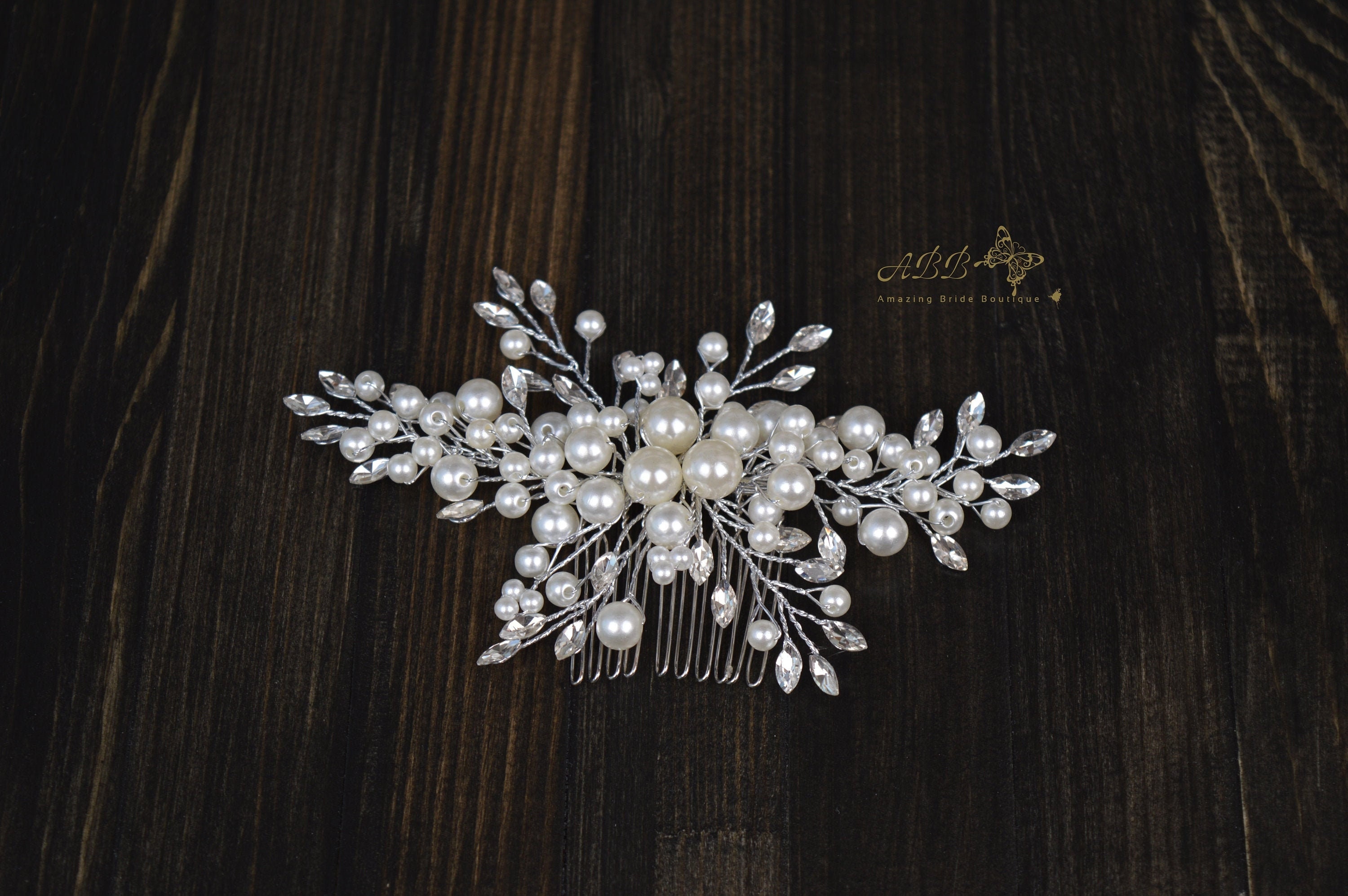 Wedding Hairpin Crystals Silver Pearl Bride Bridal Accessories Head Hair Rhinestone Diamond Barrette