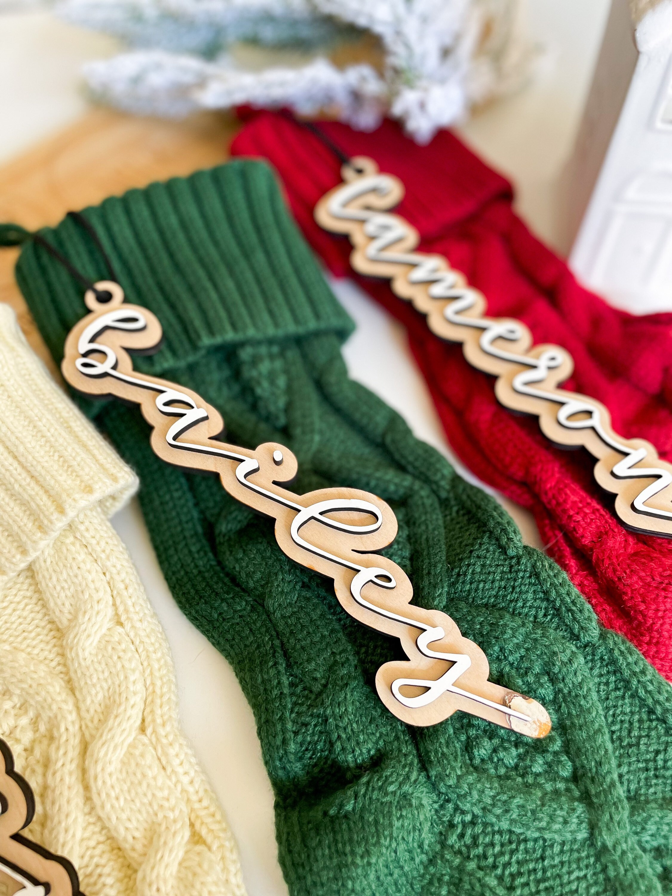 Wooden Stocking Tags Personalized Stocking Tag 3D Stocking Etsy