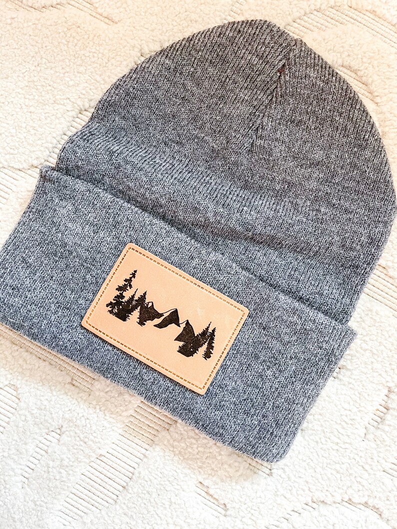 Custom Beanies Beanies With Leather Patch Cute Beanies Gift Etsy